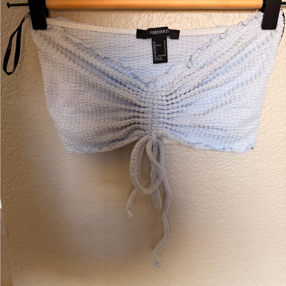Forever 21 Light Blue Strapless Crop Top